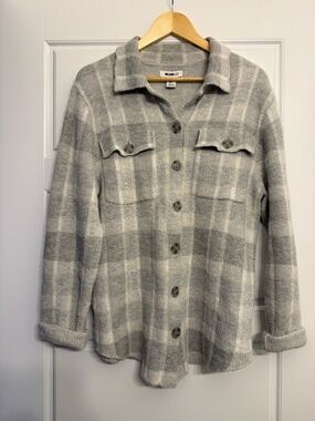 William Rast White and Grey Button Up Sweater